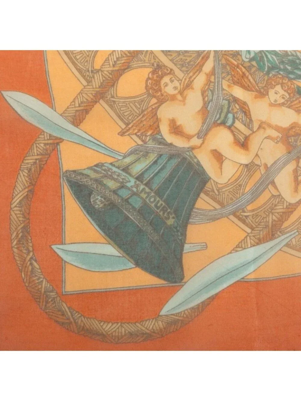 Hermes Carre 45 Amore Amours Scarf Orange Multicolor Silk